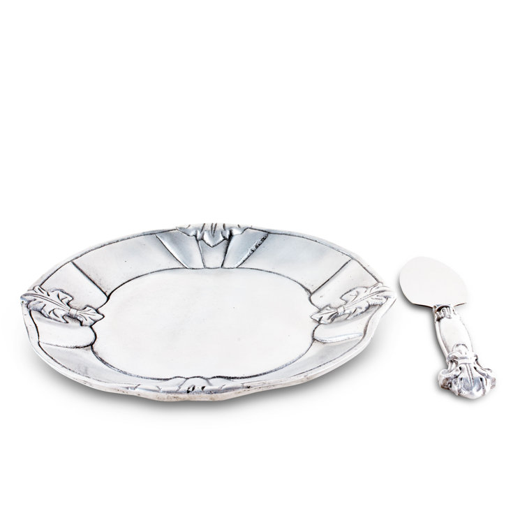 Handcrafted Silver Aluminum Fleur De Lis Salad/Dessert Plate