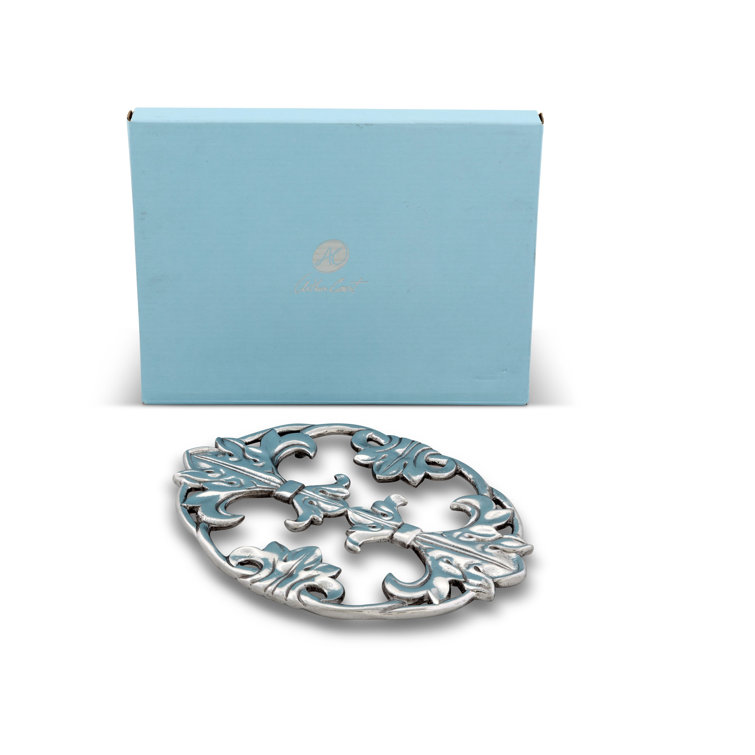 Arthur Court Designs Oval Aluminum Fleur-De-Lis Trivet