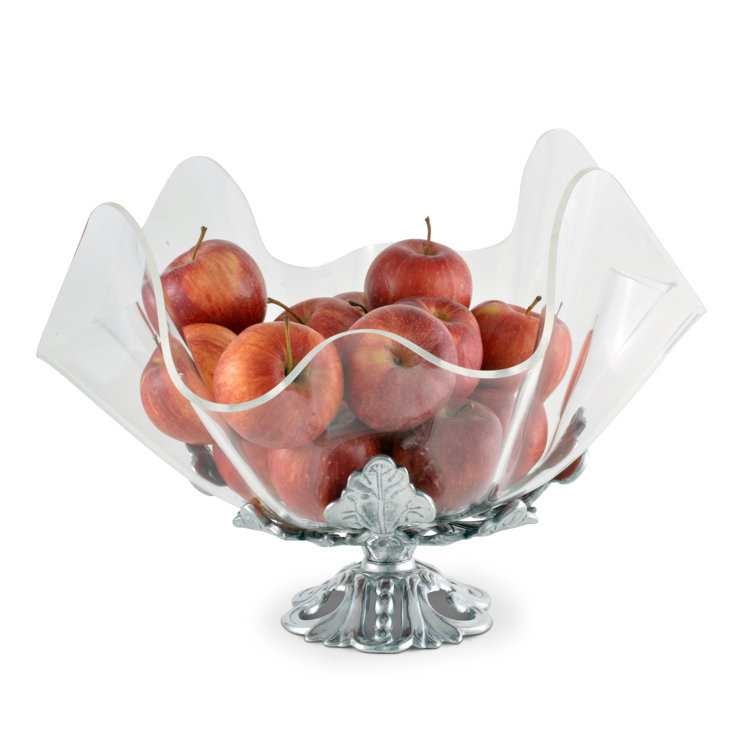 11" Clear Acrylic Bowl with Silver Fleur-De-Lis Stand