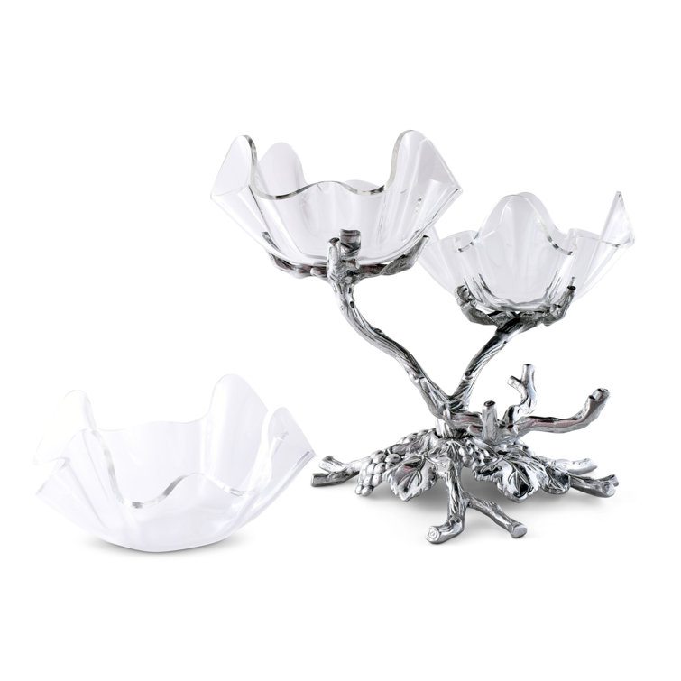 Clear Acrylic and Aluminum 3-Tier Grape Bowl Stand