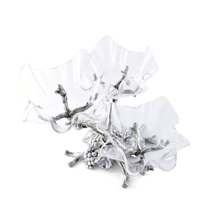 Clear Acrylic and Aluminum 3-Tier Grape Bowl Stand
