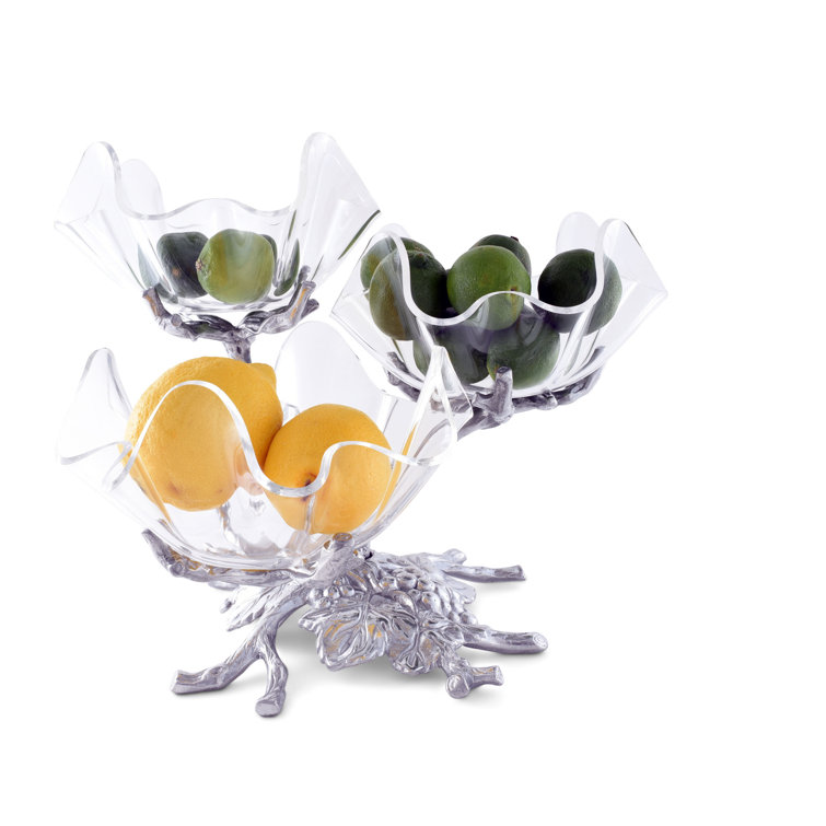 Clear Acrylic and Aluminum 3-Tier Grape Bowl Stand
