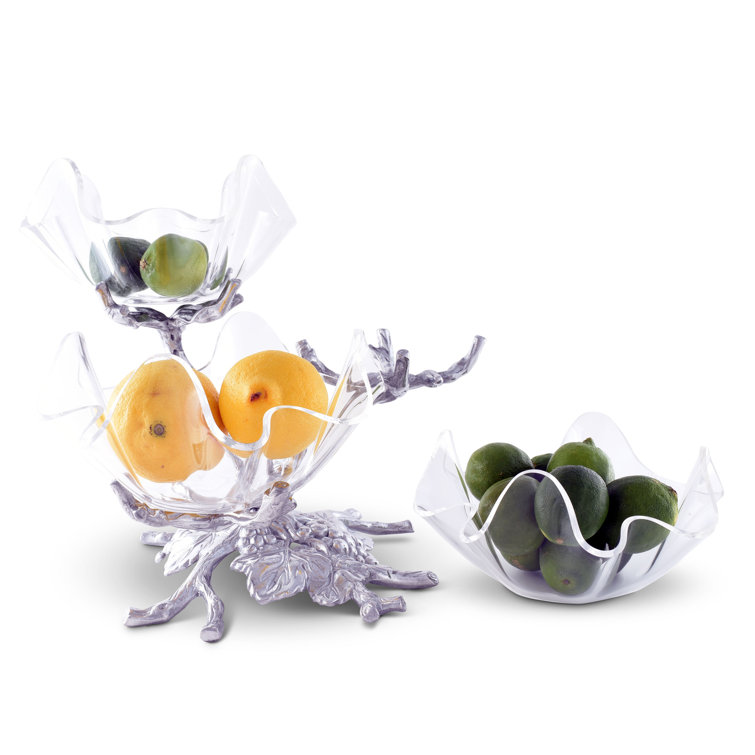 Clear Acrylic and Aluminum 3-Tier Grape Bowl Stand