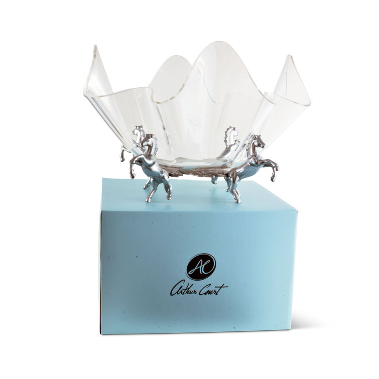Equestrian Aluminum and Acrylic Salad Bowl with Horse Stand
