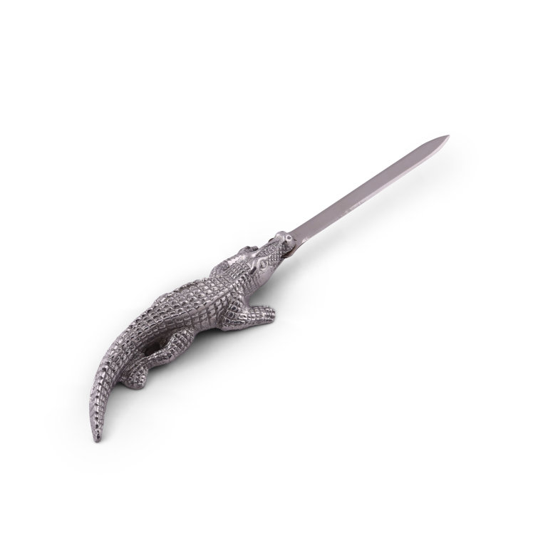 Arthur Court Aluminum Alligator Letter Opener with Stainless Steel Blade