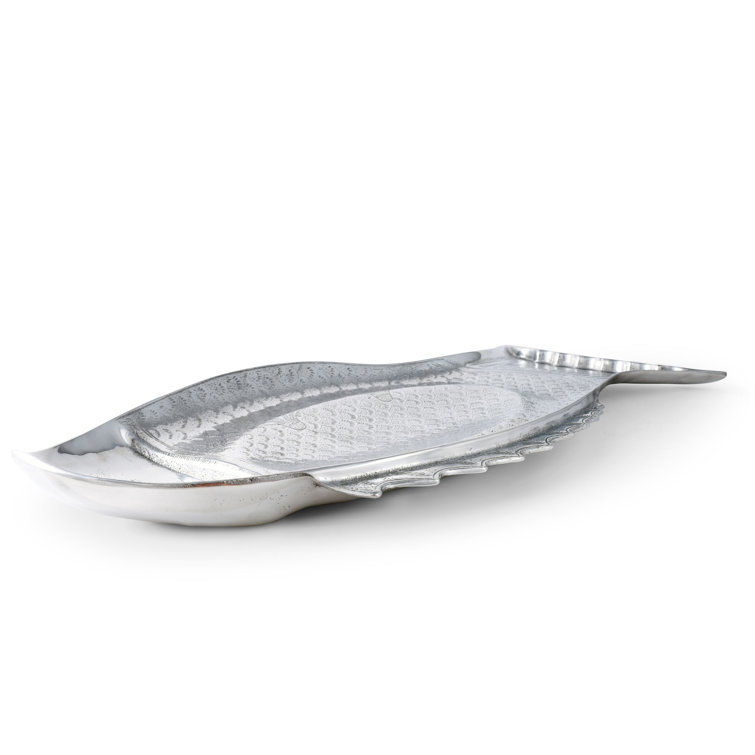 Large Coastal Aluminum Fish-Shaped Serving Platter