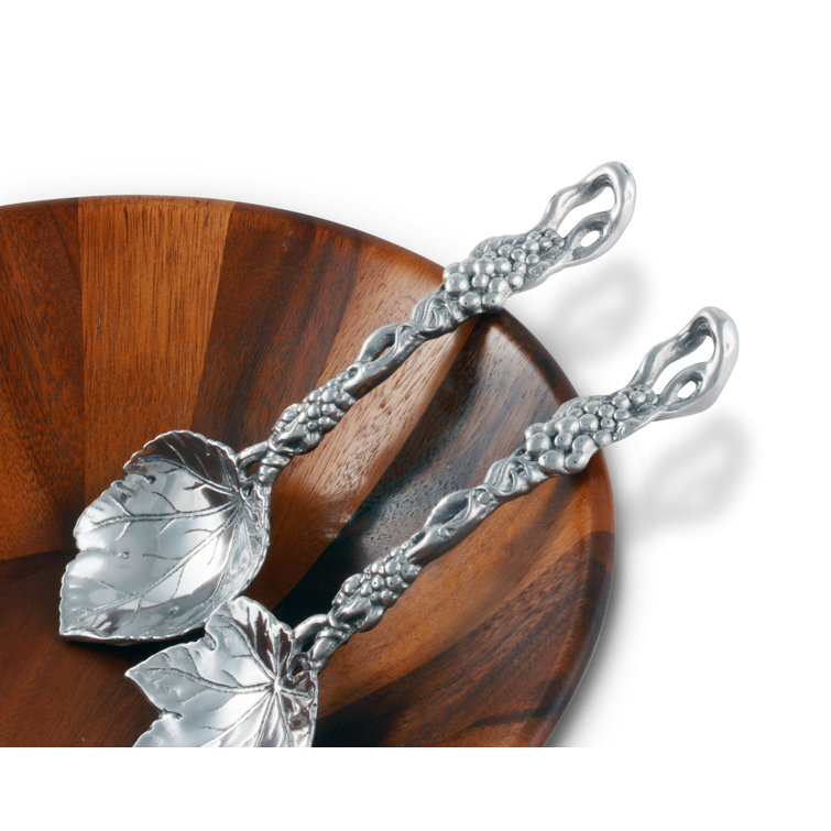 11" Silver Aluminum Grapevine Salad Serving Set