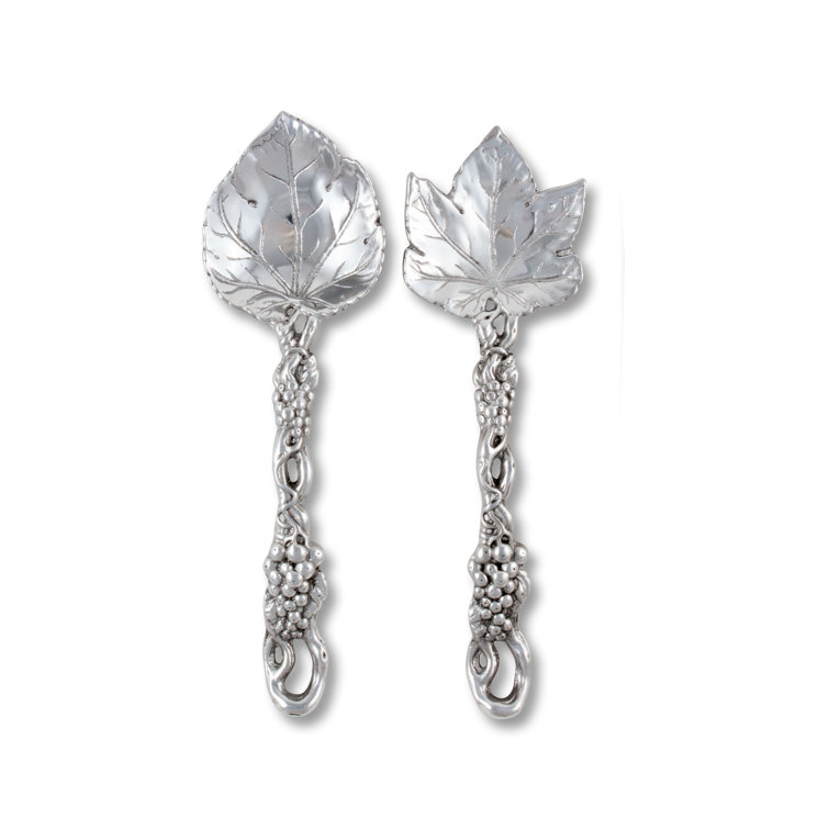 11" Silver Aluminum Grapevine Salad Serving Set