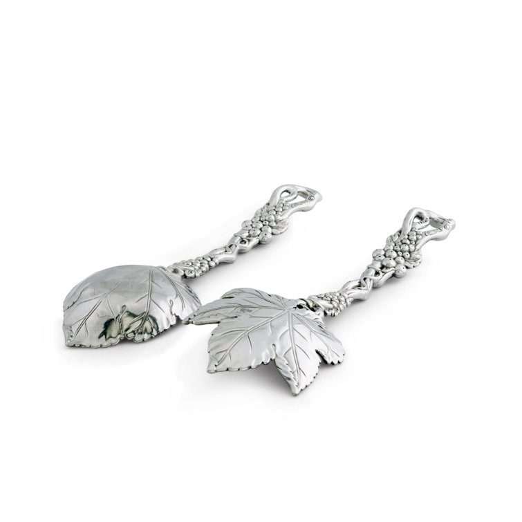 11" Silver Aluminum Grapevine Salad Serving Set