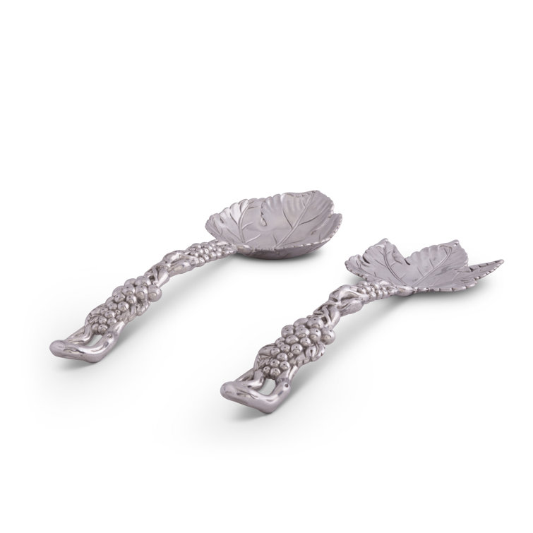 11" Silver Aluminum Grapevine Salad Serving Set