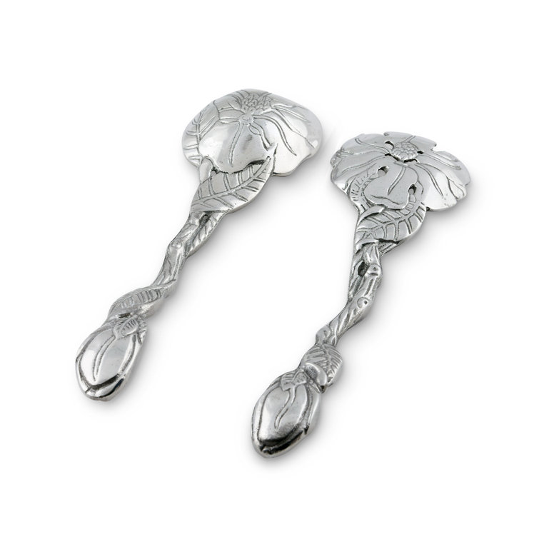 11" Silver Aluminum Grapevine Salad Serving Set