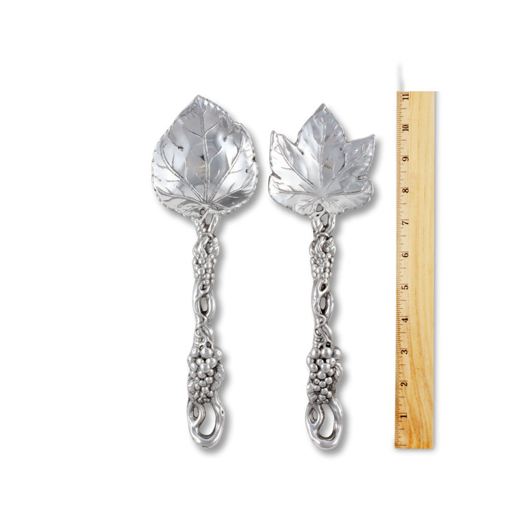 11" Silver Aluminum Grapevine Salad Serving Set