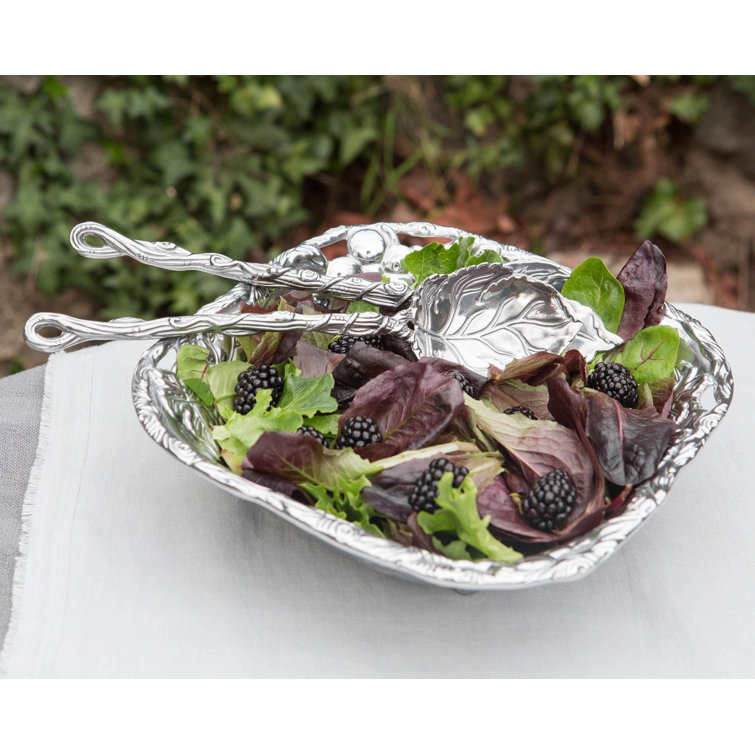 Arthur Court Designs Grape Pattern Aluminum Salad Bowl and Servers Set
