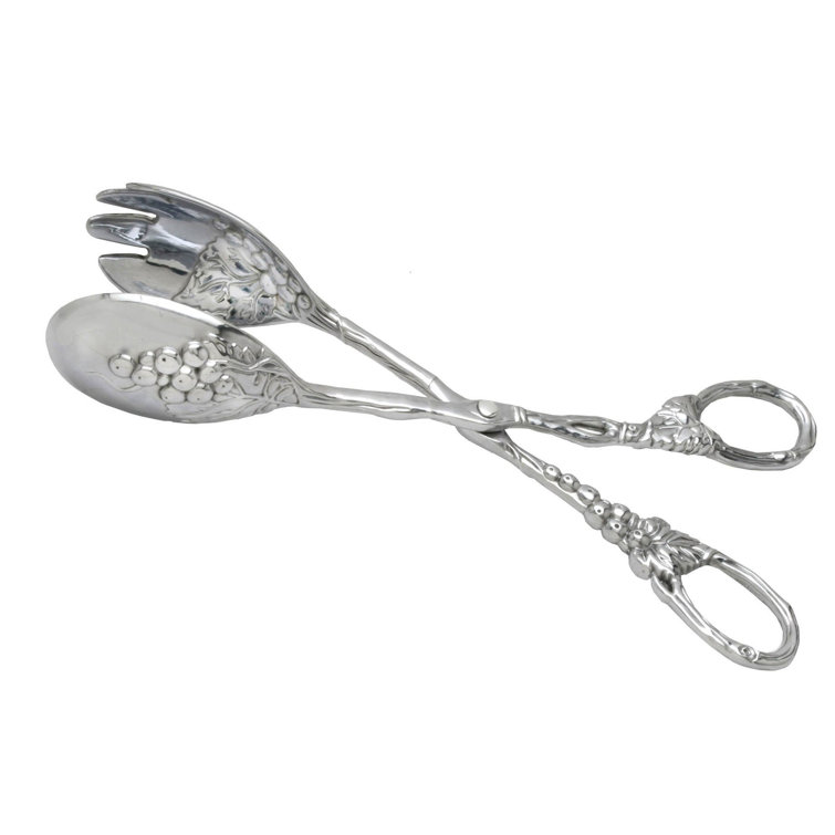 Arthur Court Polished Aluminum Grape Pattern Salad Serving Tongs