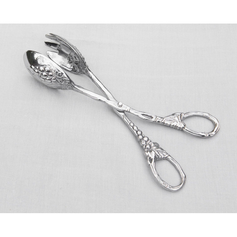 Arthur Court Polished Aluminum Grape Pattern Salad Serving Tongs
