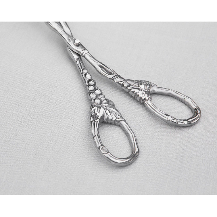 Arthur Court Polished Aluminum Grape Pattern Salad Serving Tongs