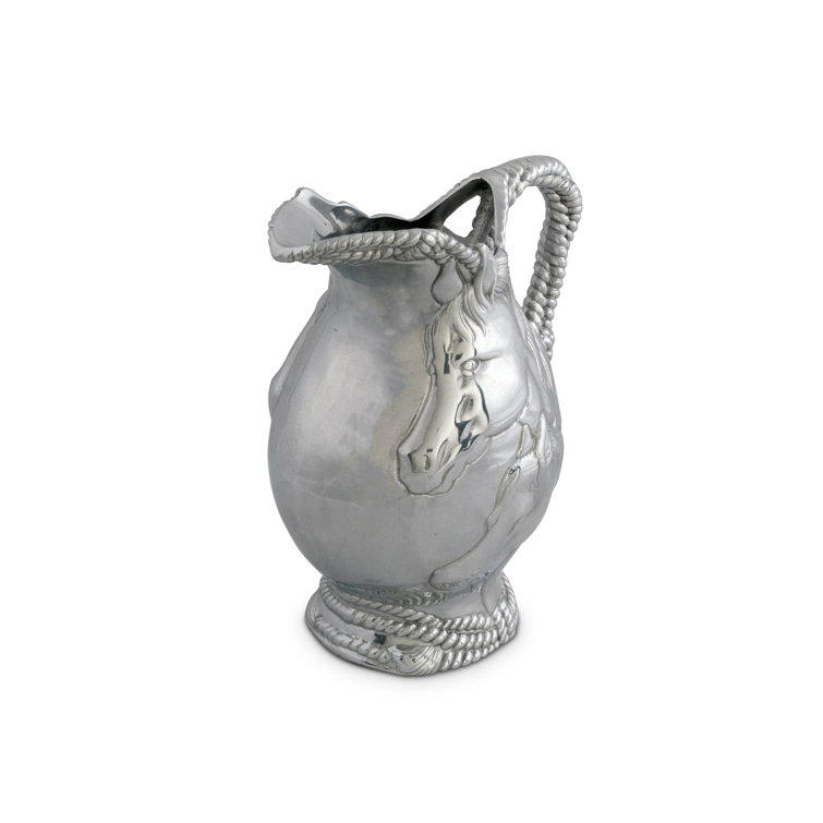 Equestrian Silver Aluminum Horse and Rope Pitcher