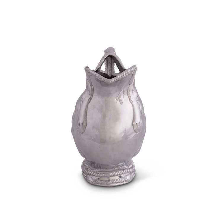 Equestrian Silver Aluminum Horse and Rope Pitcher