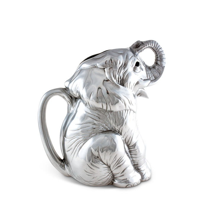 Arthur Court Silver Aluminum Elephant Pitcher 64 oz