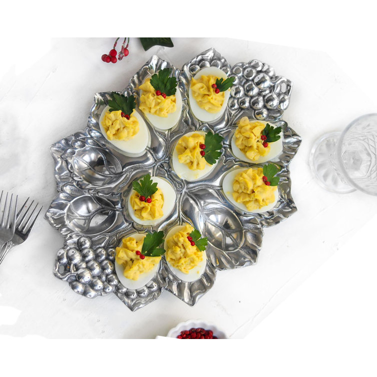 Grape Pattern Silver Aluminum Deviled Egg Tray