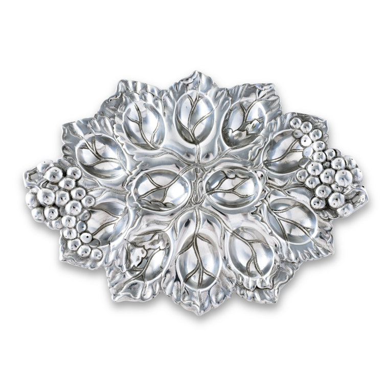 Grape Pattern Silver Aluminum Deviled Egg Tray
