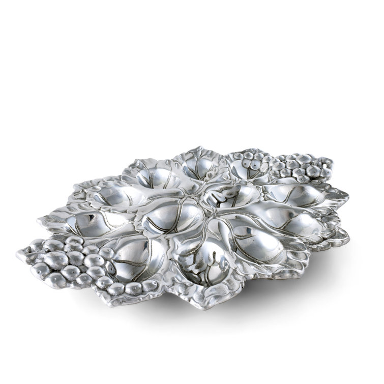 Grape Pattern Silver Aluminum Deviled Egg Tray