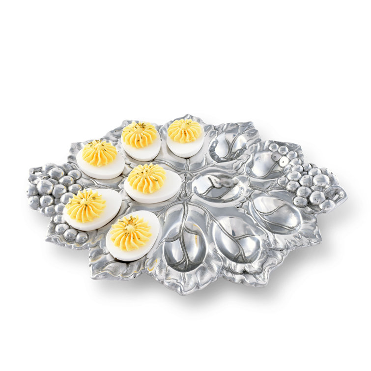 Grape Pattern Silver Aluminum Deviled Egg Tray
