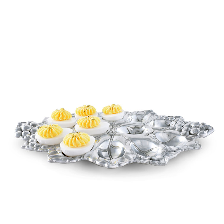 Grape Pattern Silver Aluminum Deviled Egg Tray