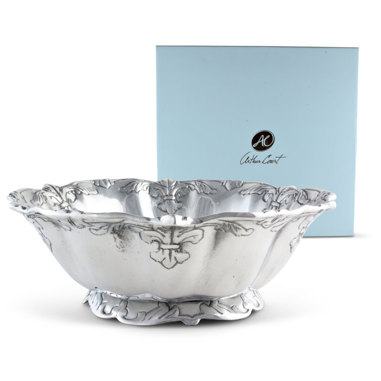 Arthur Court Designs Fleur De Lis Aluminum Decorative Salad Bowl
