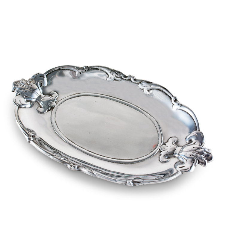 Elegant Aluminum Fleur-De-Lis Oval Serving Tray