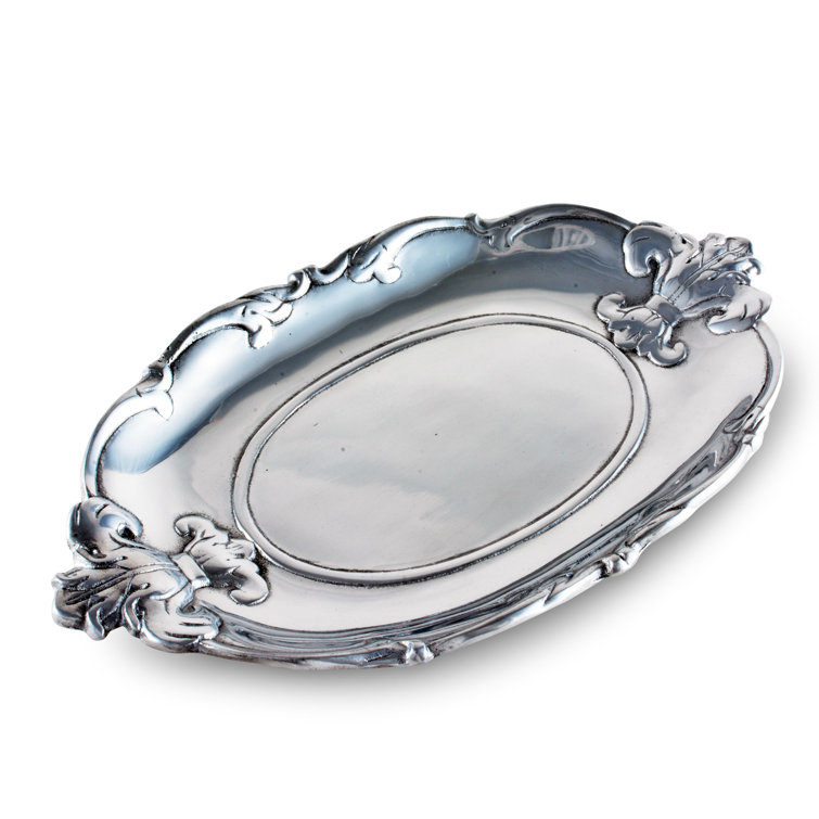 Elegant Aluminum Fleur-De-Lis Oval Serving Tray