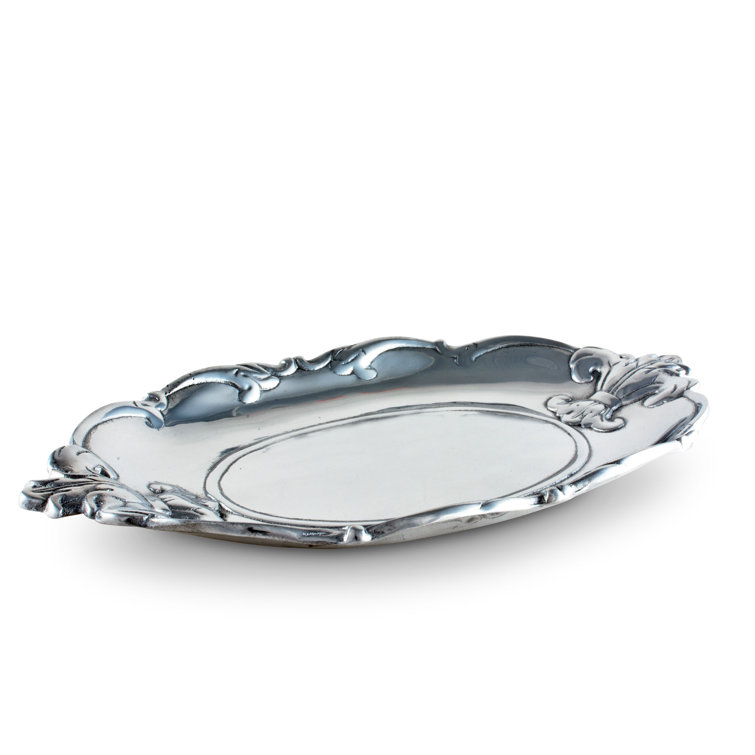 Elegant Aluminum Fleur-De-Lis Oval Serving Tray