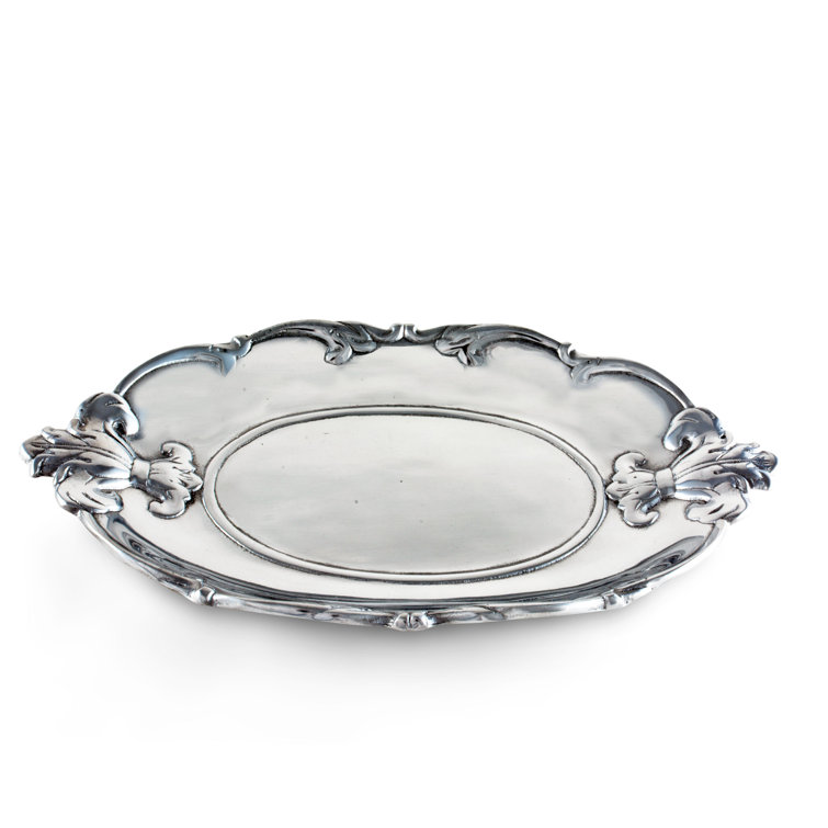 Elegant Aluminum Fleur-De-Lis Oval Serving Tray