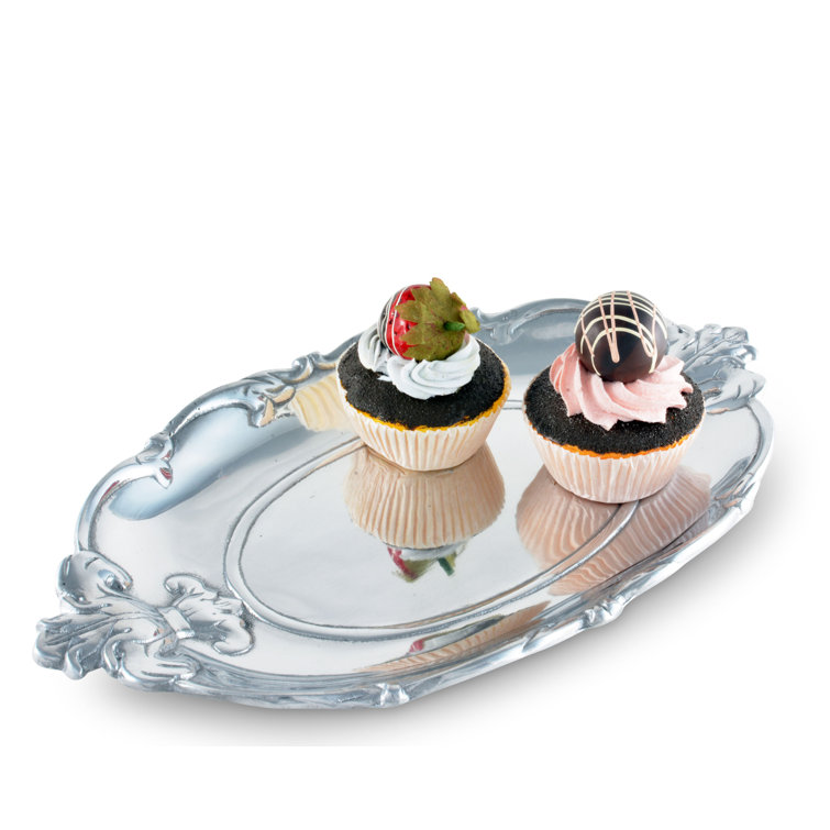 Elegant Aluminum Fleur-De-Lis Oval Serving Tray