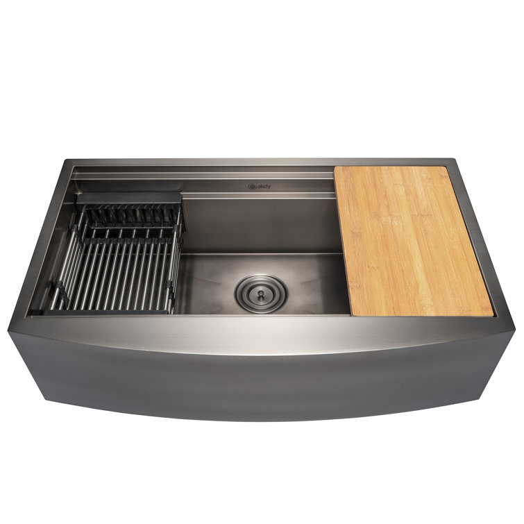 Matte Black Stainless Steel Farmhouse Single Bowl Kitchen Sink