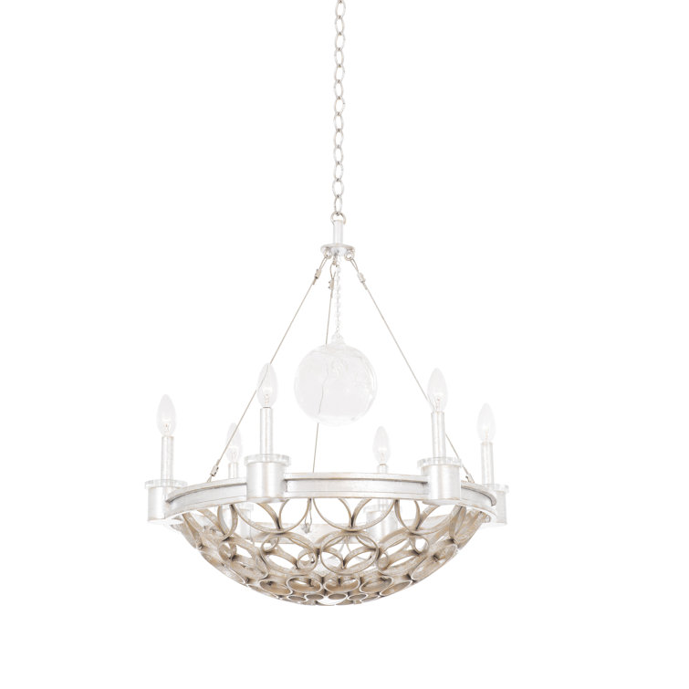 Loveland 6-Light Silver Crystal Metal Pendant