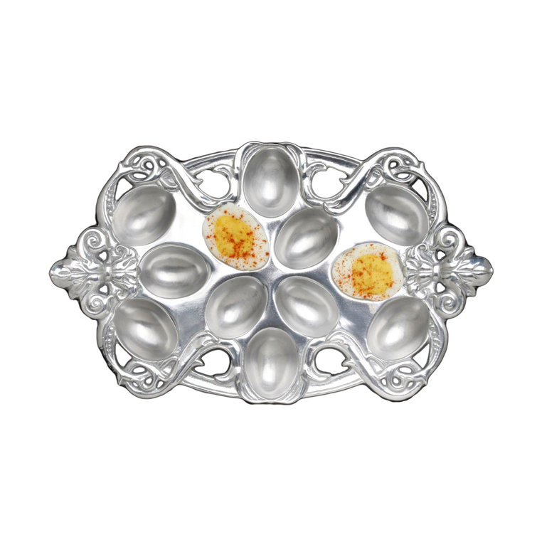Arthur Court Silver Aluminum Fleur De Lis Egg Platter