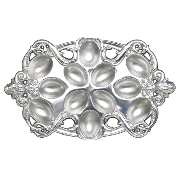 Arthur Court Silver Aluminum Fleur De Lis Egg Platter