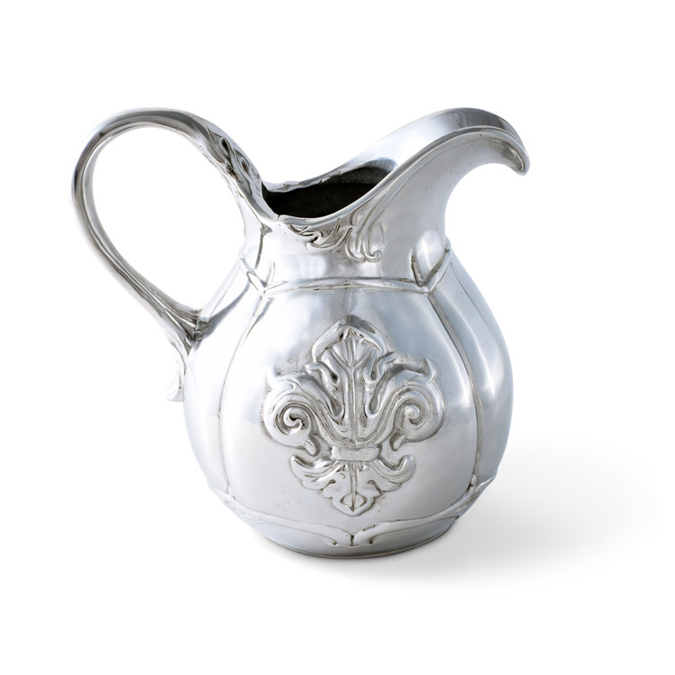 Small Polished Aluminum Fleur De Lis Pitcher