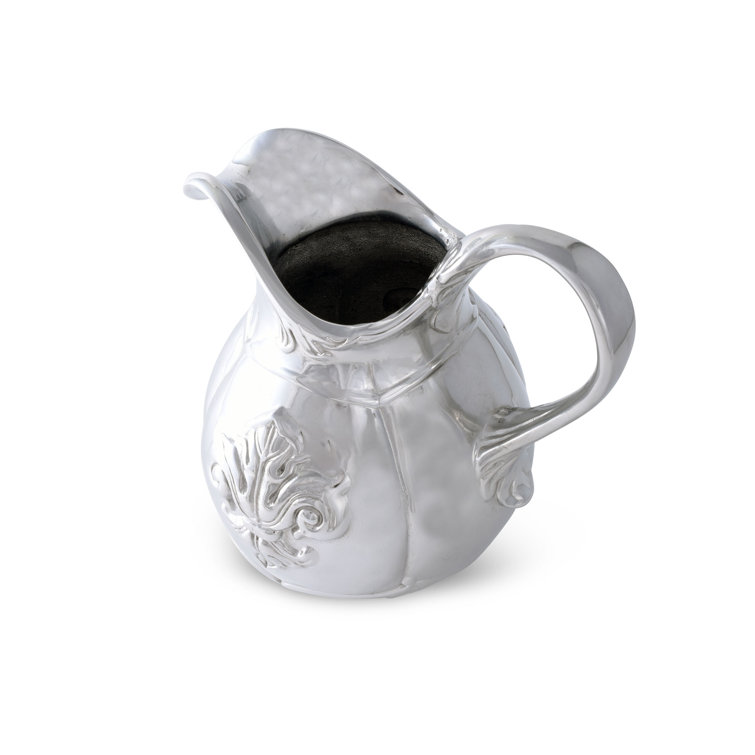 Small Polished Aluminum Fleur De Lis Pitcher