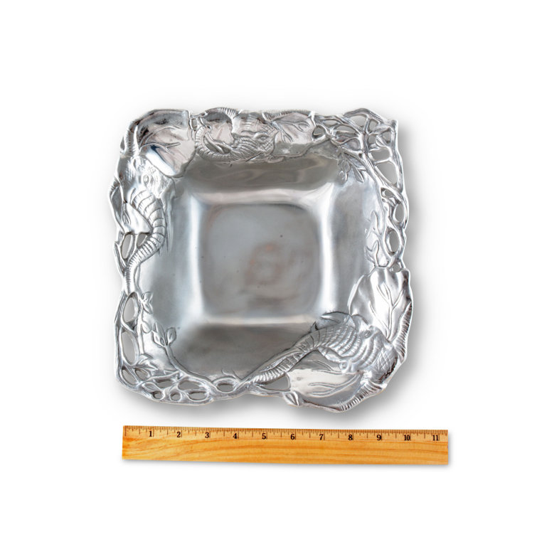 Arthur Court Elephant Aluminum Salad Bowl with Serving Spoons