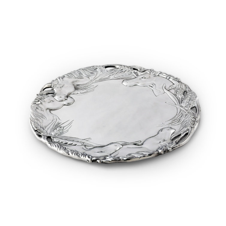 Arthur Court 12" Round Silver Aluminum Horse Tray