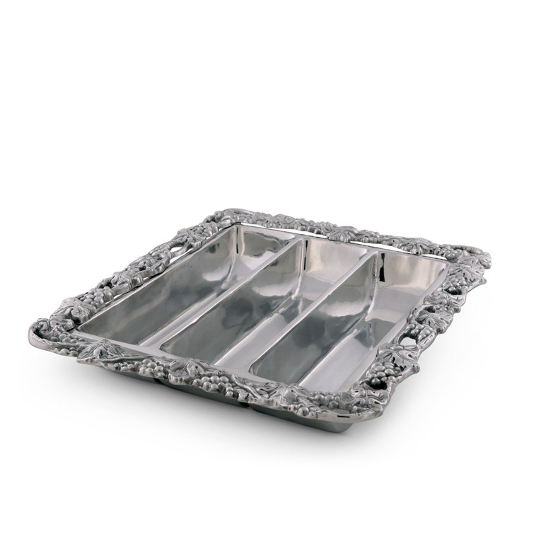 Arthur Court Polished Aluminum Grape Flatware Caddy Organizer