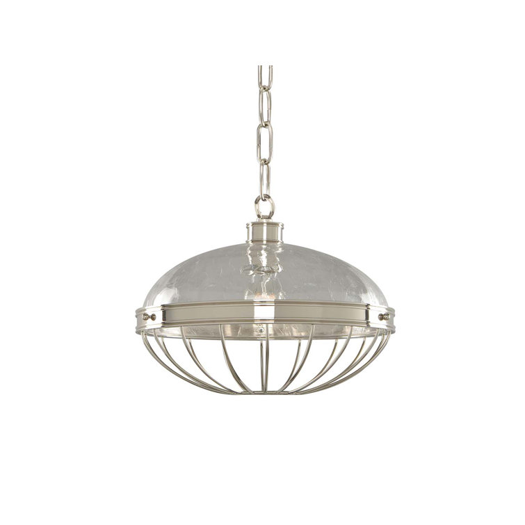 Montauk Polished Nickel Globe Pendant with Crackle Glass