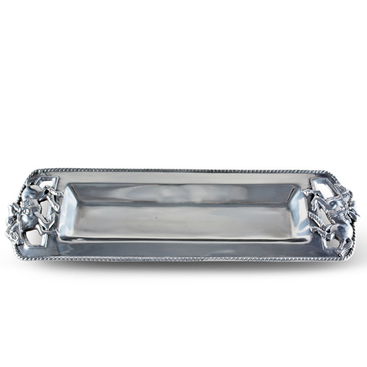 Silver Aluminum Thoroughbred Horse Oblong Serving Tray
