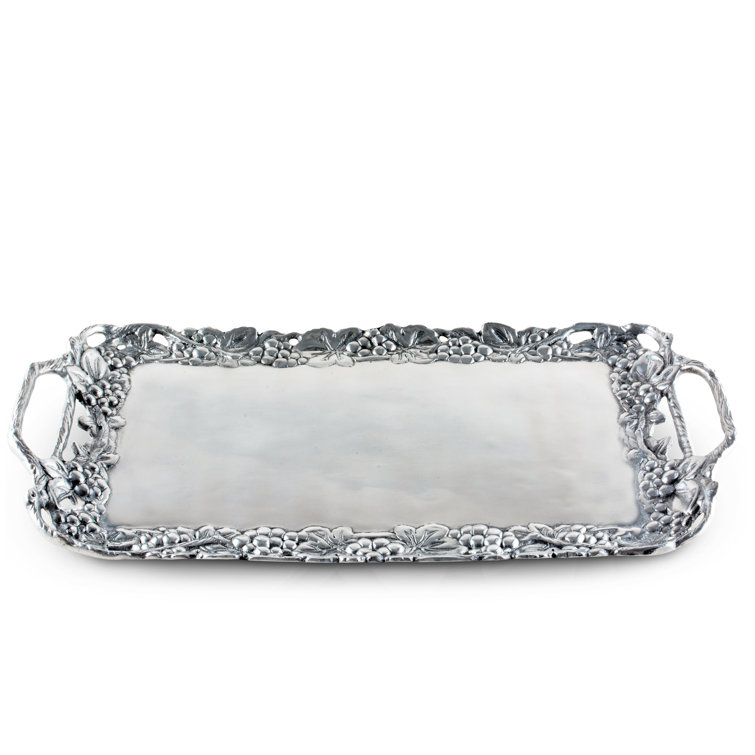 Grape Motif Aluminum Serving Tray with Handles