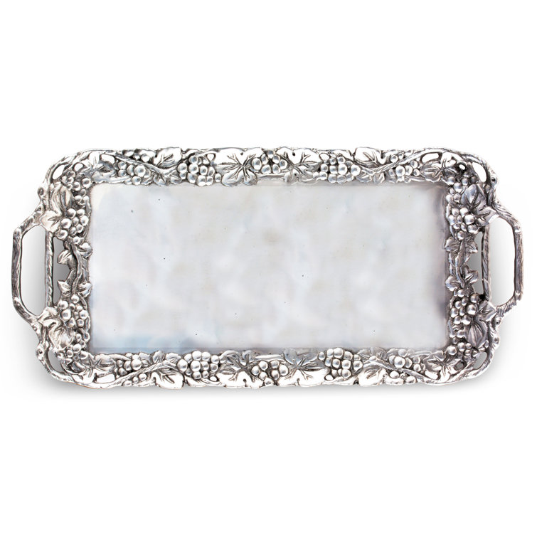 Grape Motif Aluminum Serving Tray with Handles