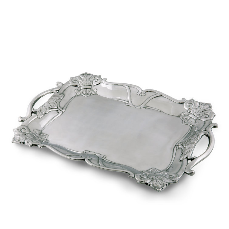 Elegant Aluminum Fleur-De-Lis Rectangle Serving Tray