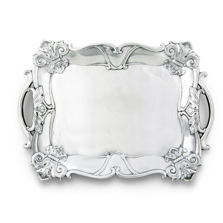 Elegant Aluminum Fleur-De-Lis Rectangle Serving Tray