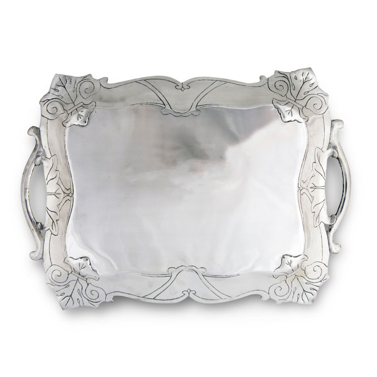 Elegant Aluminum Fleur-De-Lis Rectangle Serving Tray